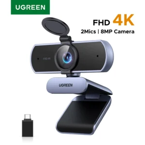 4K FHD 1080P Webcam 8MP for PC, PDAF Auto Focus, Dual AI Noise-Cancelling Mics, Web cam Camera Works for Zoom/Teams/Google Meet 1