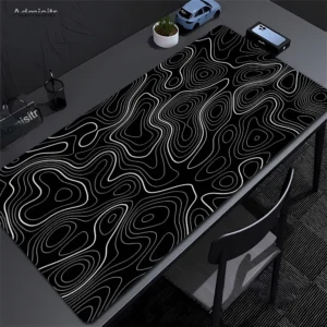 XXL Desk Mat Black And White Strata Liquid Mousepad Large Abstract Mouse Pad Gaming Deskmat With Lockedge Office Non-slip Carpet 1
